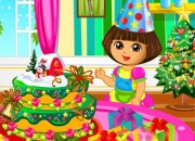 Jeu Dora prépare un gâteau pour Noel