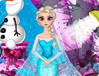 Jeu Elsa reine des neiges nettoie son carrose