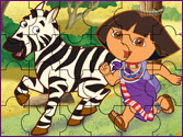 Jeu Puzzle Dora dans un Safari