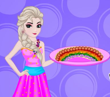 Jeu Elsa cuisine des pizzas arc-en-ciel