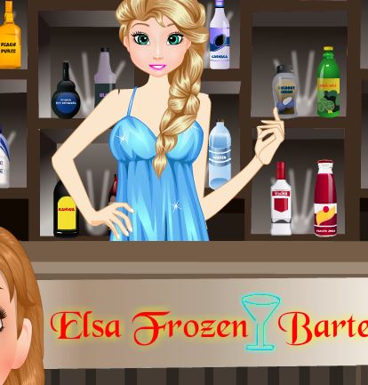 Jeu Elsa derriere le bar