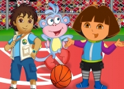 Jeu Dora Diego Babouche jouent au basket