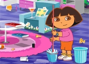Jeu Dora fait le ménage de sa maison