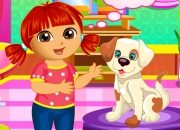 Jeu Dora lave son chien