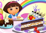 Jeu Dora prépare un gâteau dans sa cuisine